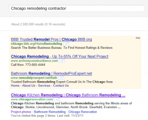 Google Search for "Chicago Remodeling Contractor"
