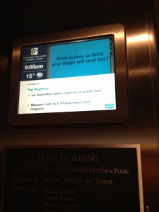 Elevator video screen