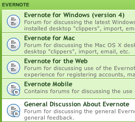 Evernote forums